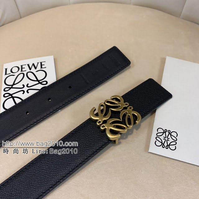 LOEWE女士皮帶 羅意威經典銅扣手掌紋雙面牛皮腰帶  jjp1797